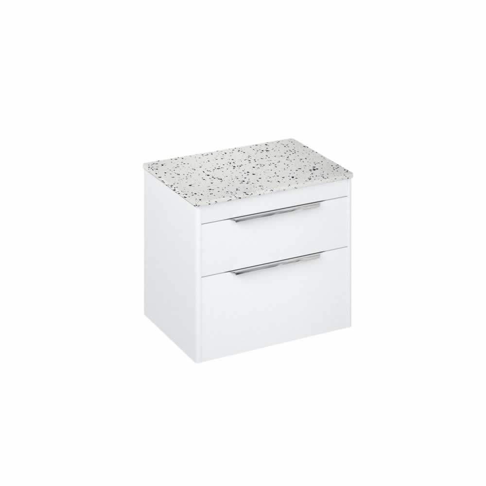Shoreditch 65cm double drawer Matt White with Ice Blue Worktop